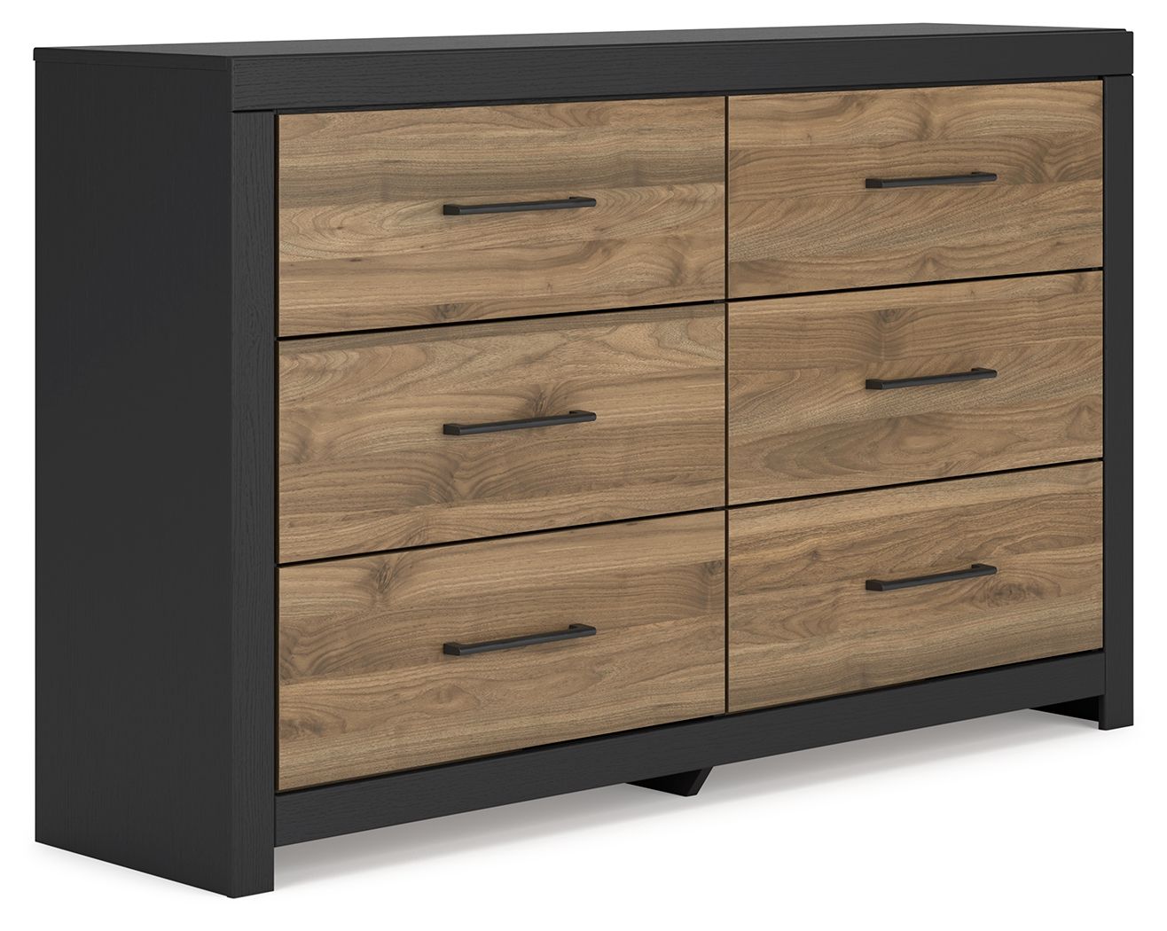 brown dresser with black handles Benjara Ryb Walnut Brown and Black 6-Drawer 17 in. Dresser with Mirror BM339956