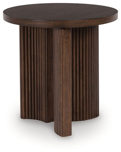 Korestone - Dark Brown - Round End Table