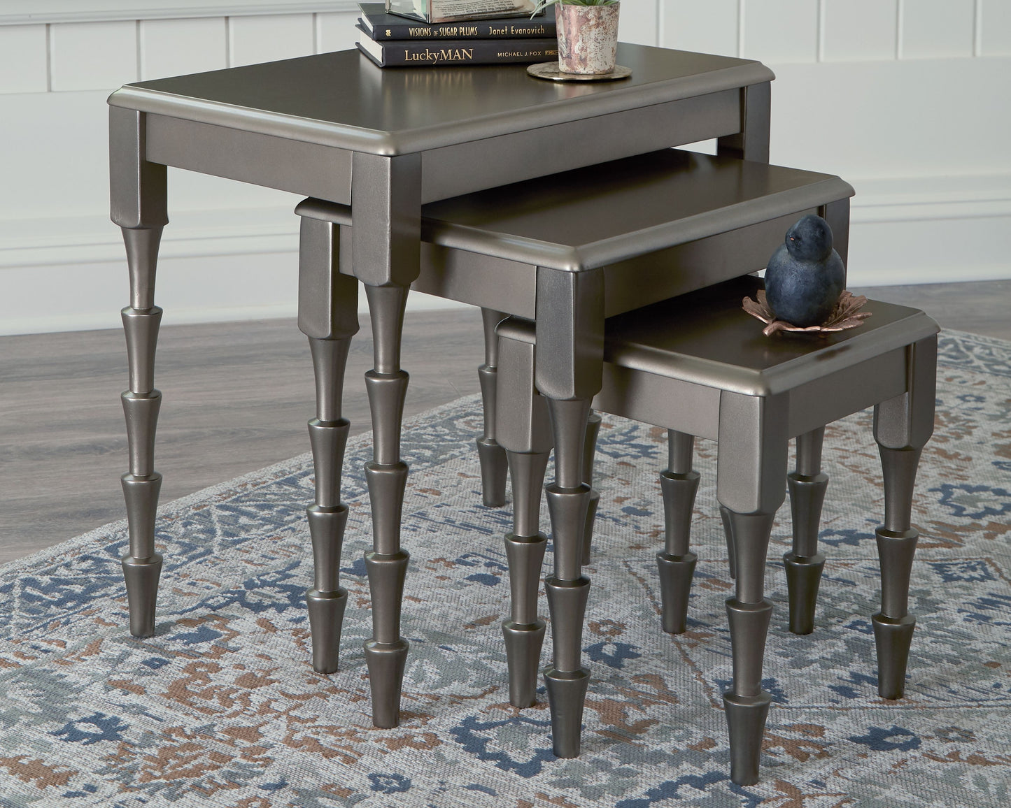 Larkendale - Metallic Gray - Accent Table Set (Set of 3)