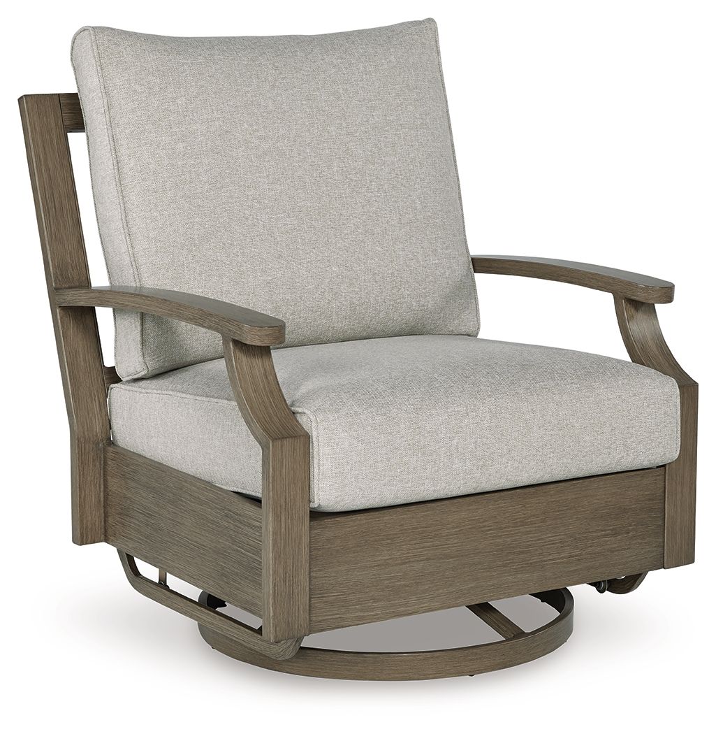 Rainier Ranch - Brown / Beige - Swivel Glider Chair With Cushion