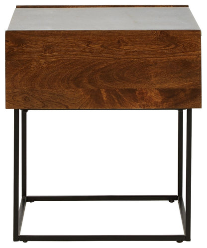 Rusitori - Brown / Beige / White - Rectangular End Table