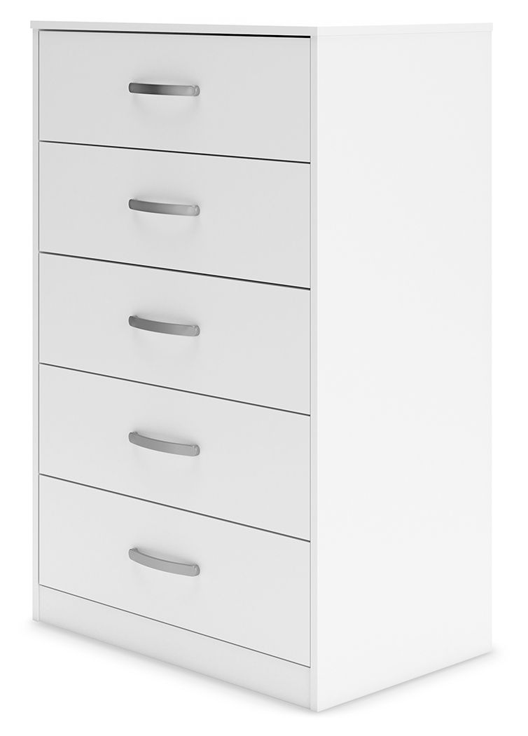 Flannia - White - Five Drawer Chest - 46" Height