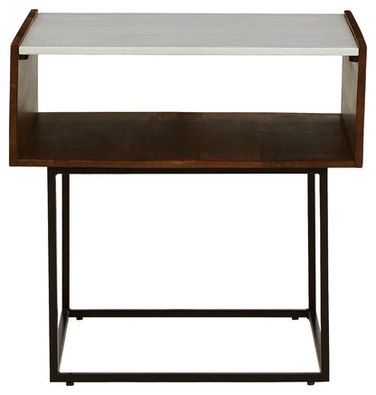 Rusitori - Brown / Beige / White - Rectangular End Table