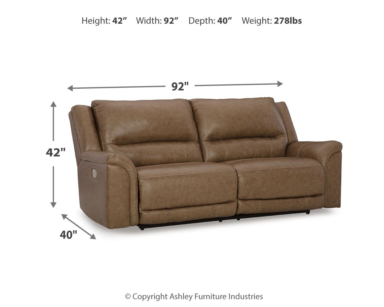 Trasimeno - Caramel - 2 Seat Pwr Rec Sofa Adj Headrest