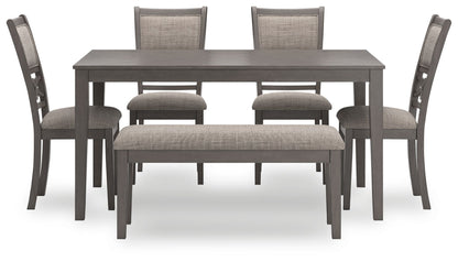 Wrenning - Gray - Dining Room Table Set (Set of 6)