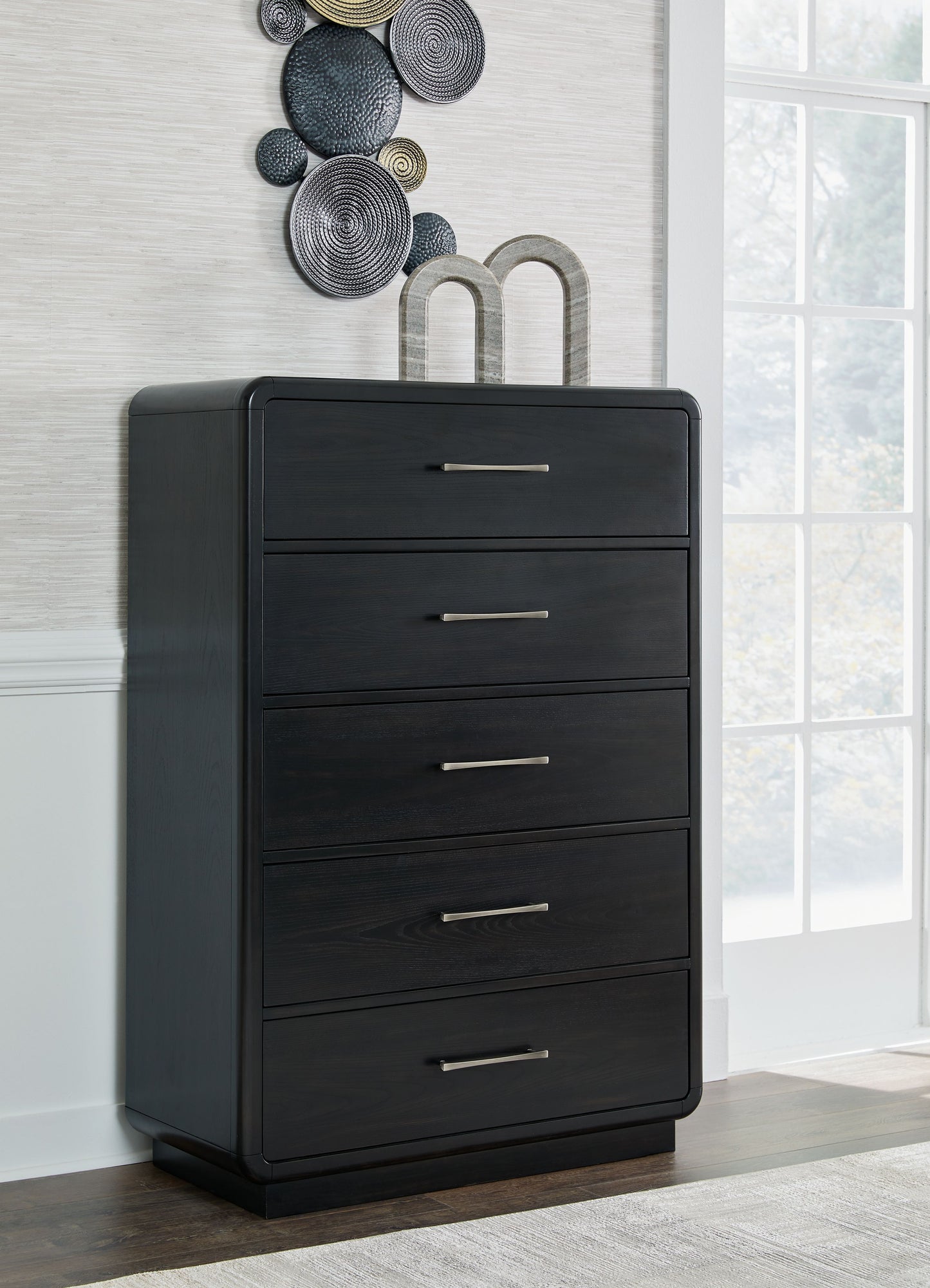 Rowanbeck - Black - Five Drawer Chest