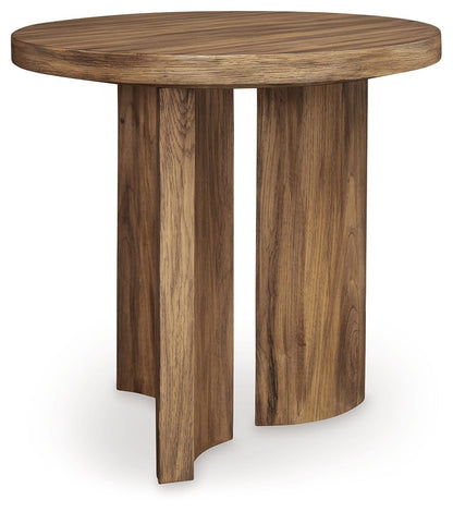 Austanny - Warm Brown - Round End Table