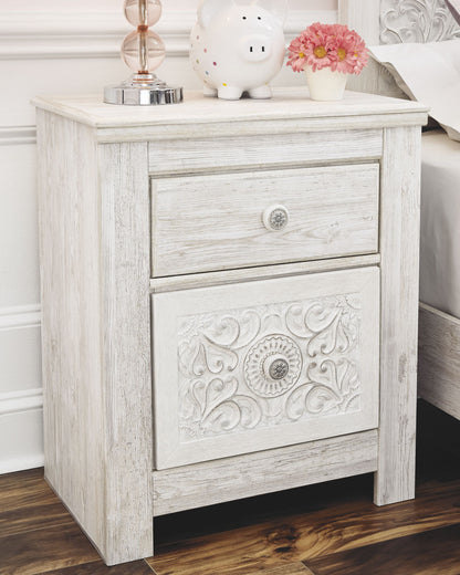 Paxberry - Whitewash - Two Drawer Night Stand