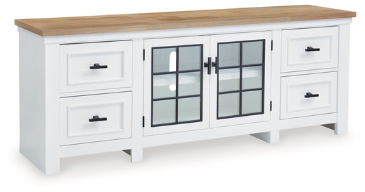 Ashbryn - White / Natural - Extra Large TV Stand