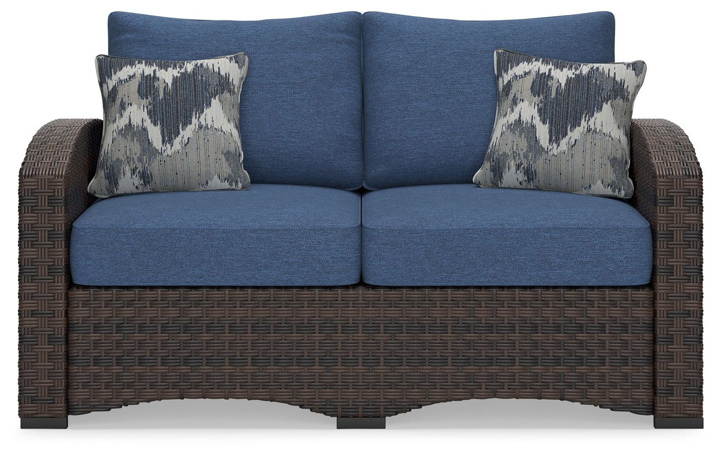 Windglow - Blue / Brown - Loveseat With Cushion