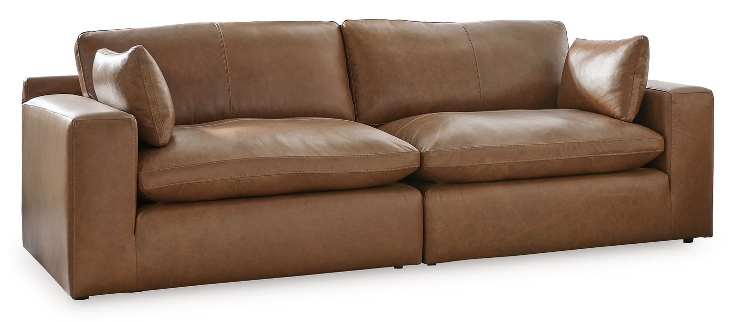 Emilia - Caramel - 3 Pc. - 2-Piece Sectional Loveseat, Ottoman