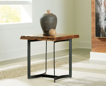 Fortmaine - Brown / Black - Rectangular End Table