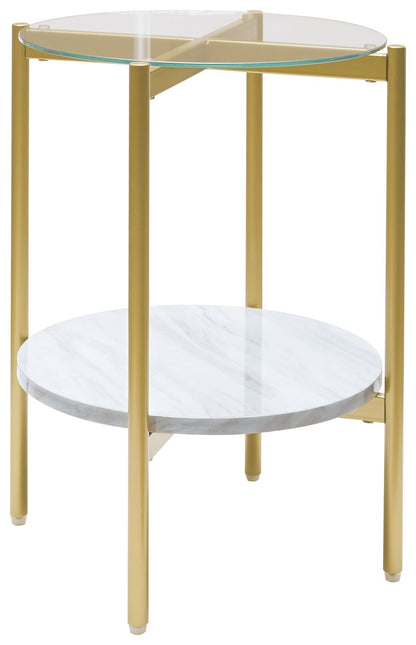 Wynora - White / Gold - Round End Table