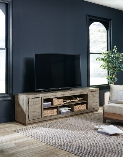 Krystanza - Weathered Gray - TV Stand With Wide Fireplace Insert