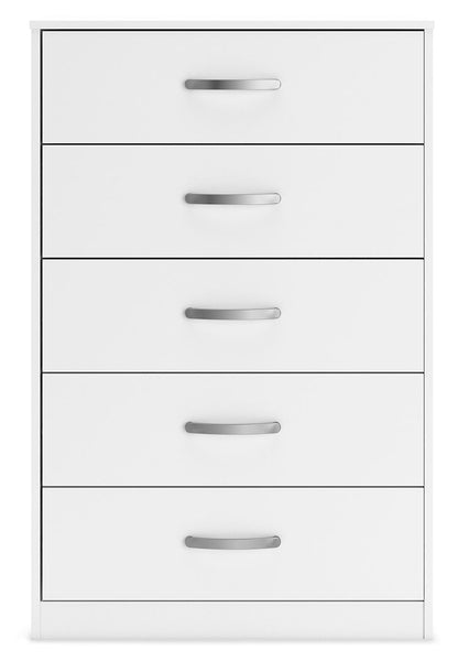 Flannia - White - Five Drawer Chest - 46" Height